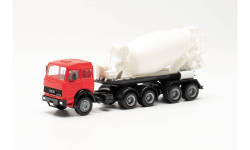 Herpa 315630 - H0 - Unic Betonmischer-Sattelzug, rot/weiß